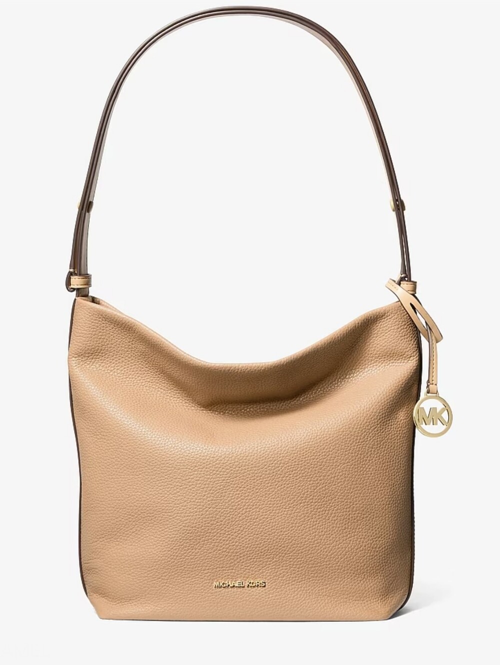 (354) NWT MICHAEL MICHAEL KORS Roey Pebbled Leather Bucket Messenger Bag, Size M